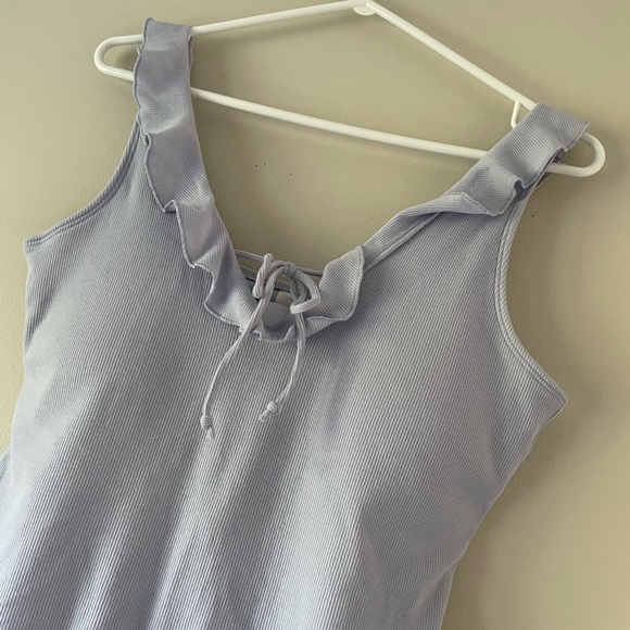 Hollister Gilly Hicks Ruffle Tie Front Cheeky Bodysuit, Light Blue - Picture 3 of 6